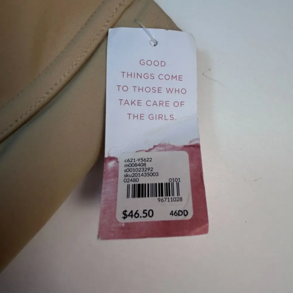 Cacique NWT Women's Tan Lightly Lined Underwire Strapless Bra Size 46DD